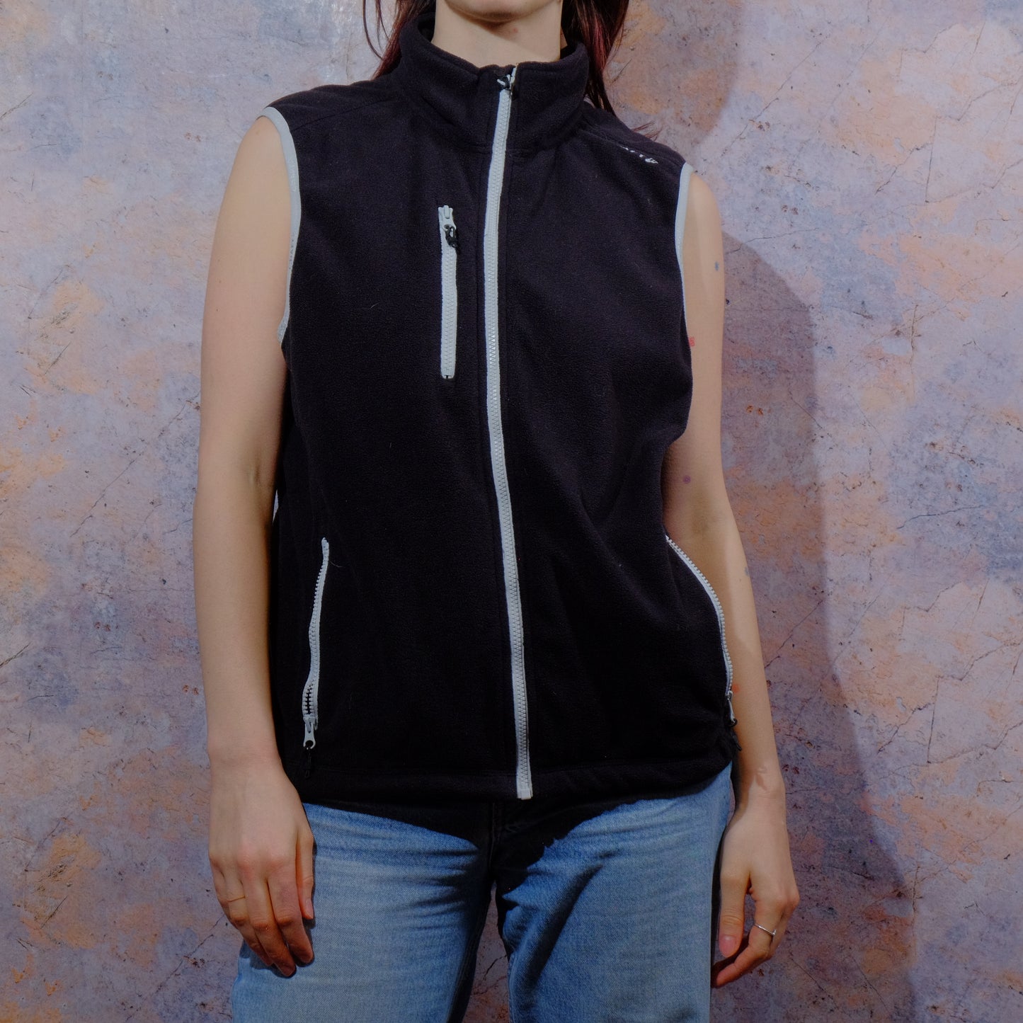 wanna go outside for a smoke? black fleece vest