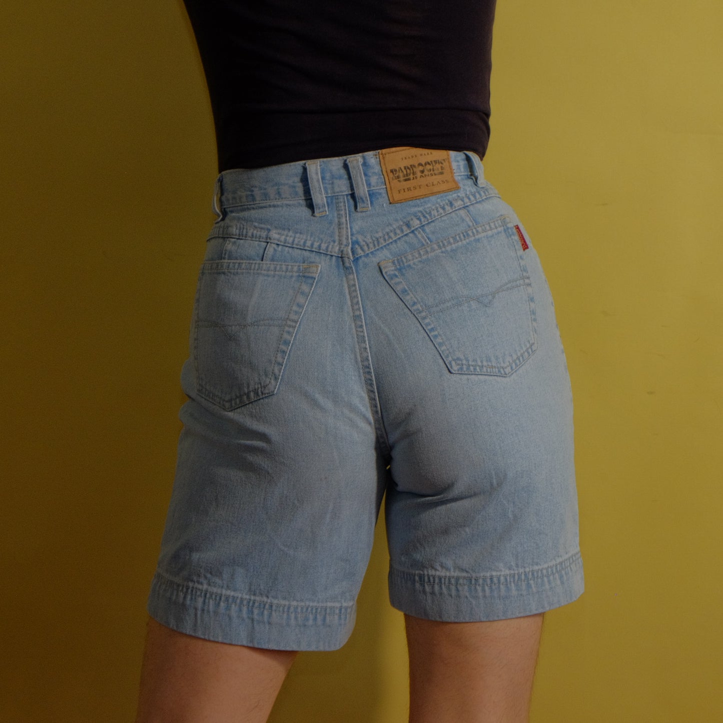 sugarcoated words denim shorts