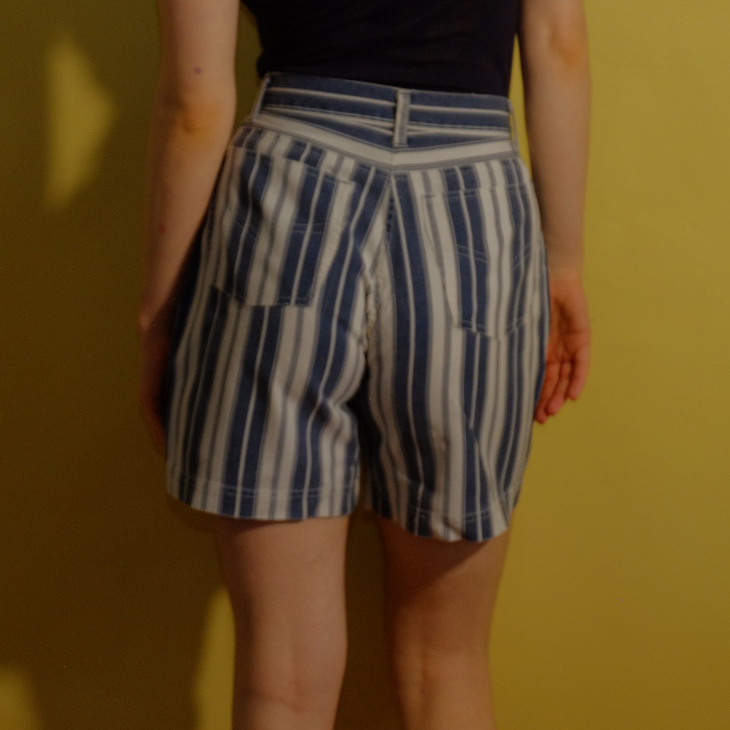 one, two step stripped shorts