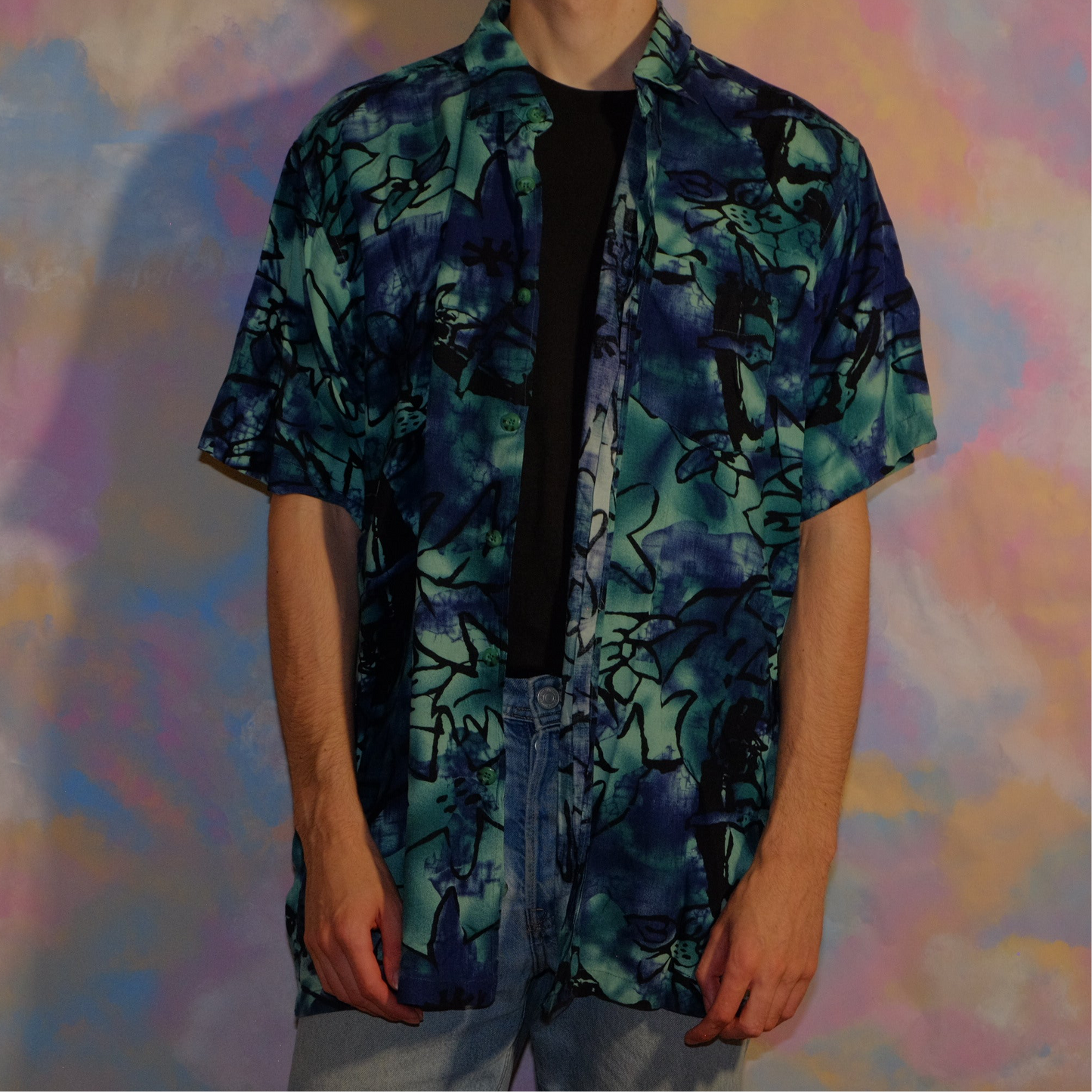 freedom and flowers blue shirt