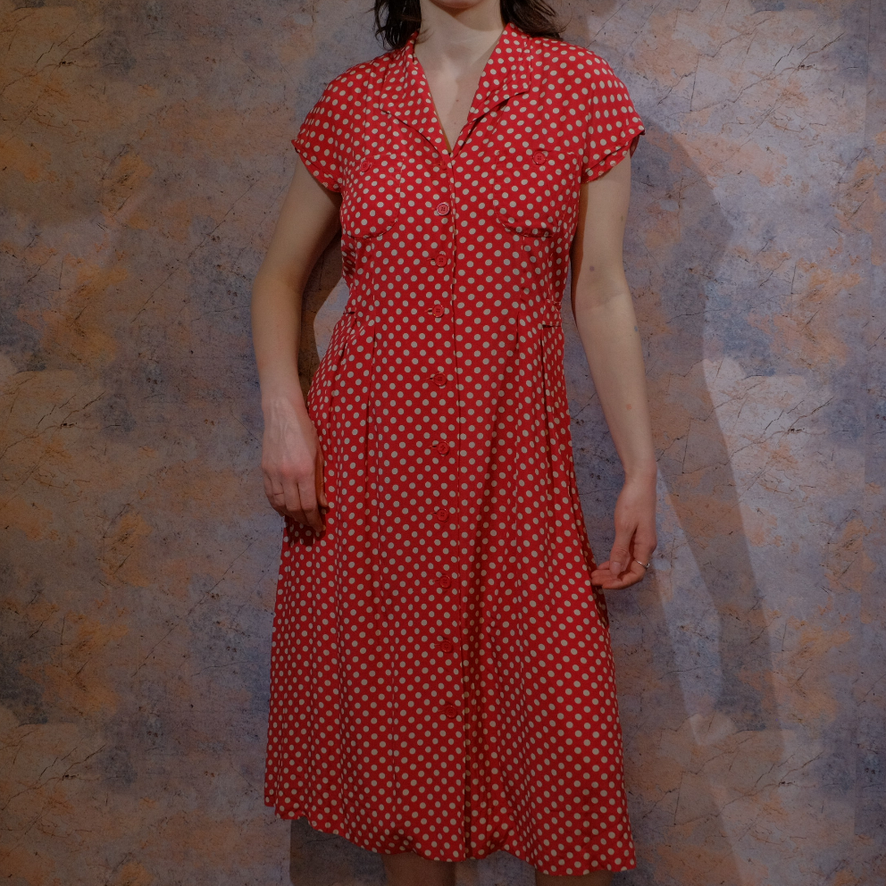 at least you tried polkadot red dress