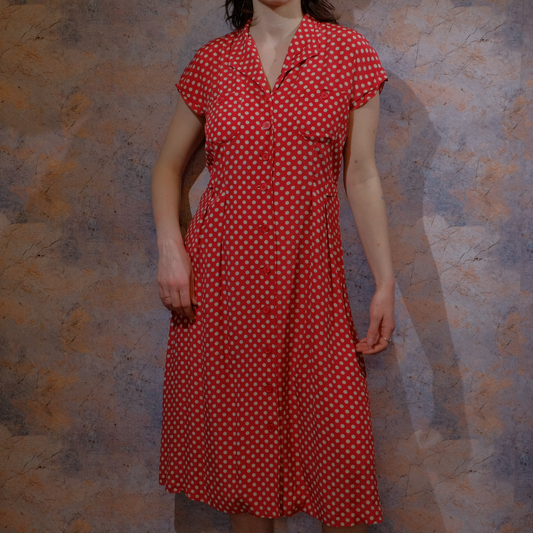 at least you tried polkadot red dress