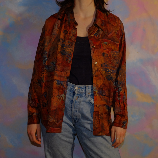 dessert flower sketch brown shirt