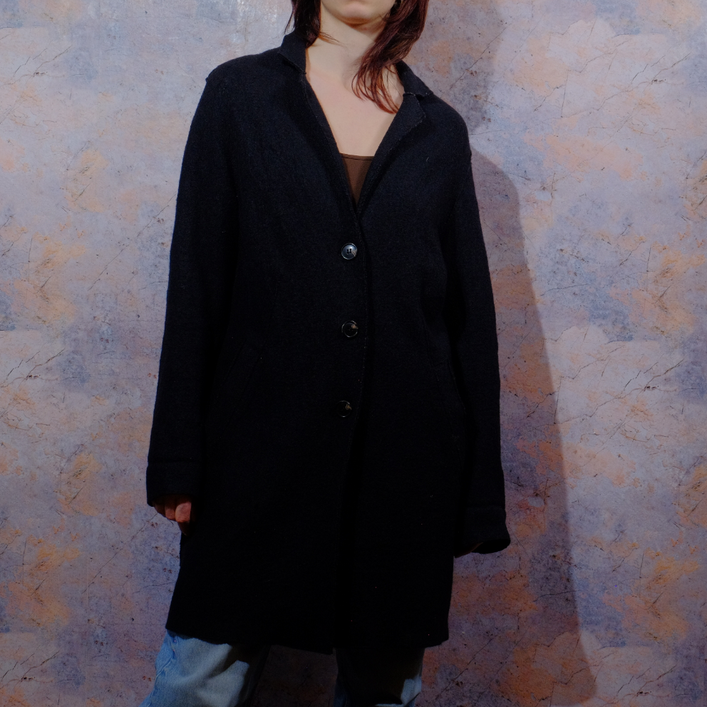clumsy little panda black long knitted jacket