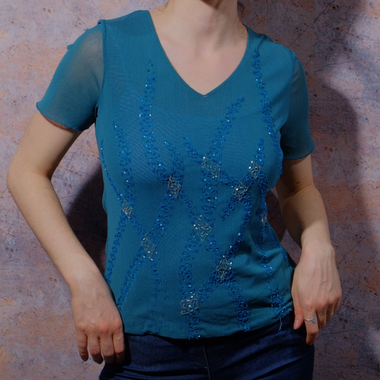 flea market girlie turquoise top