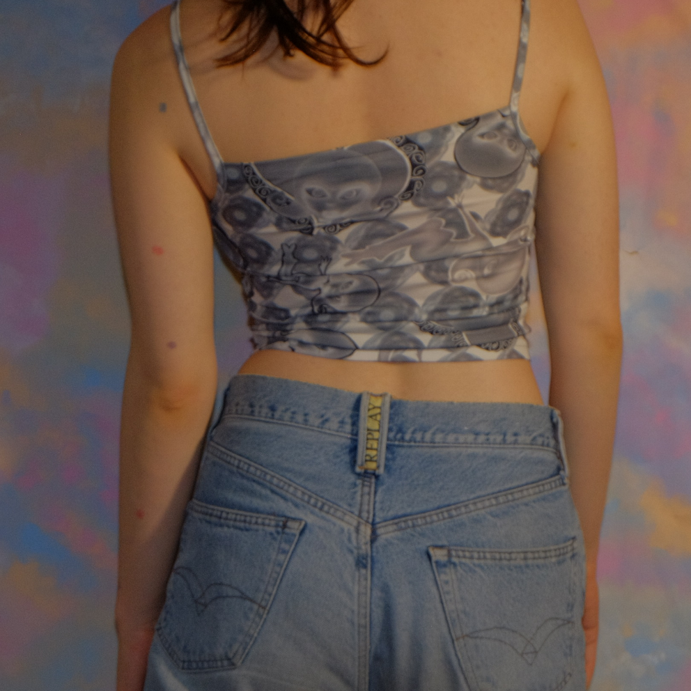 take me, take me i'm yours gray top
