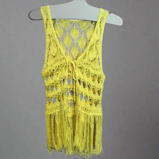 hardcore football fan yellow knitted vest
