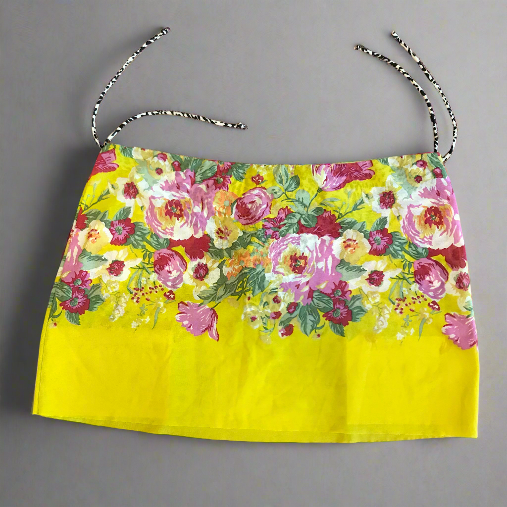 pool or beach? yellow swimsuit skirt