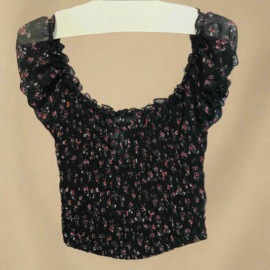 you think i can’t start a fight?! floral black top