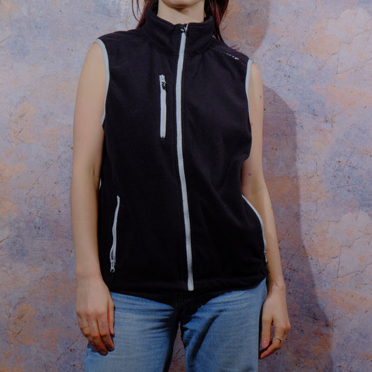 wanna go outside for a smoke? black fleece vest