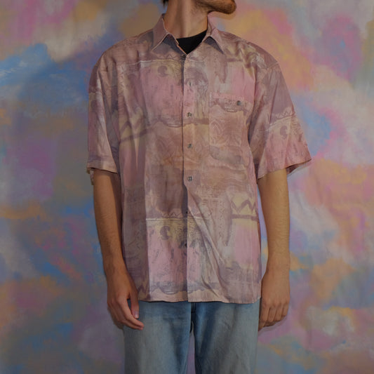 pink blossoms and birds pink shirt