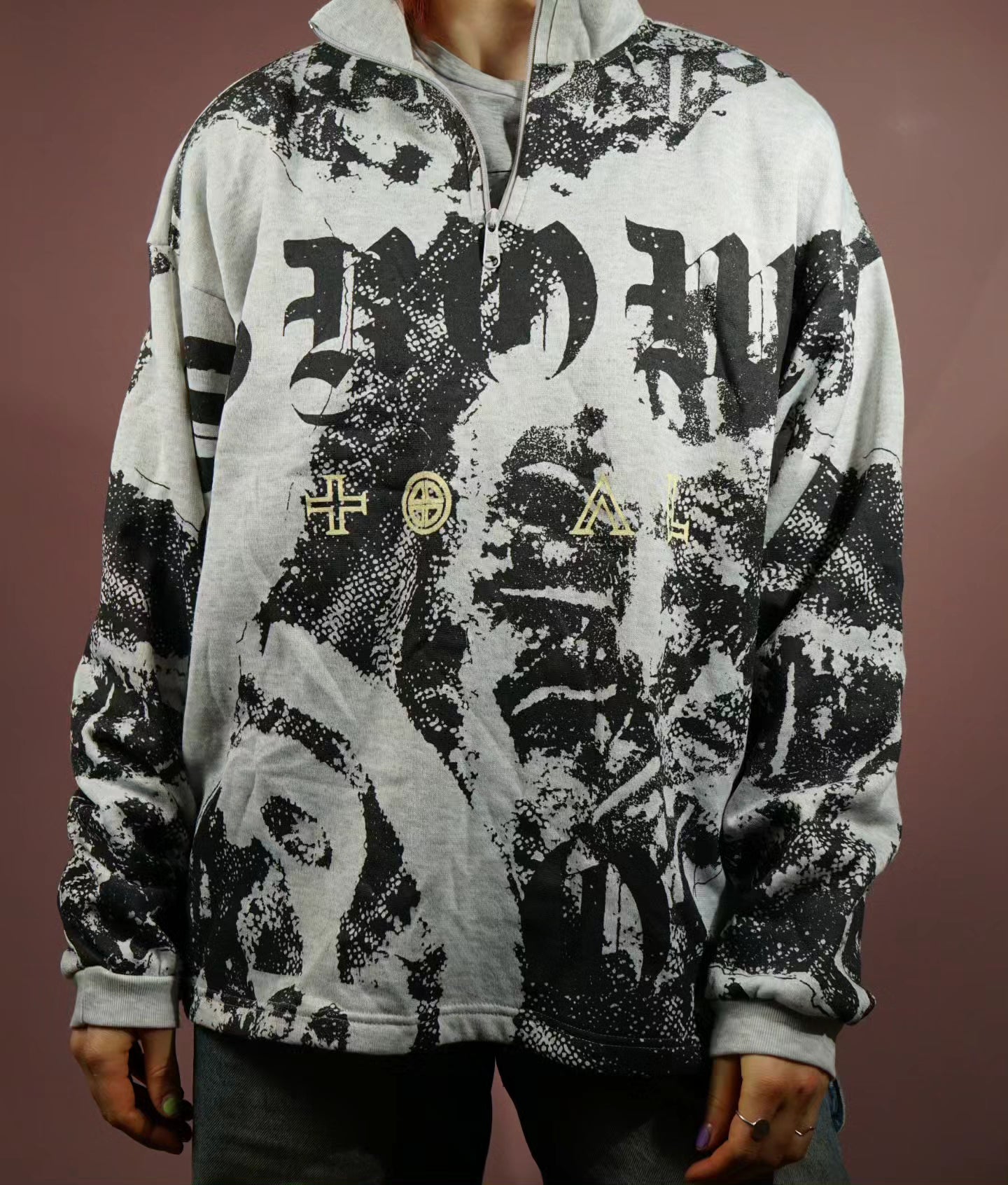 give me my skateboard back patterned sweatshirt