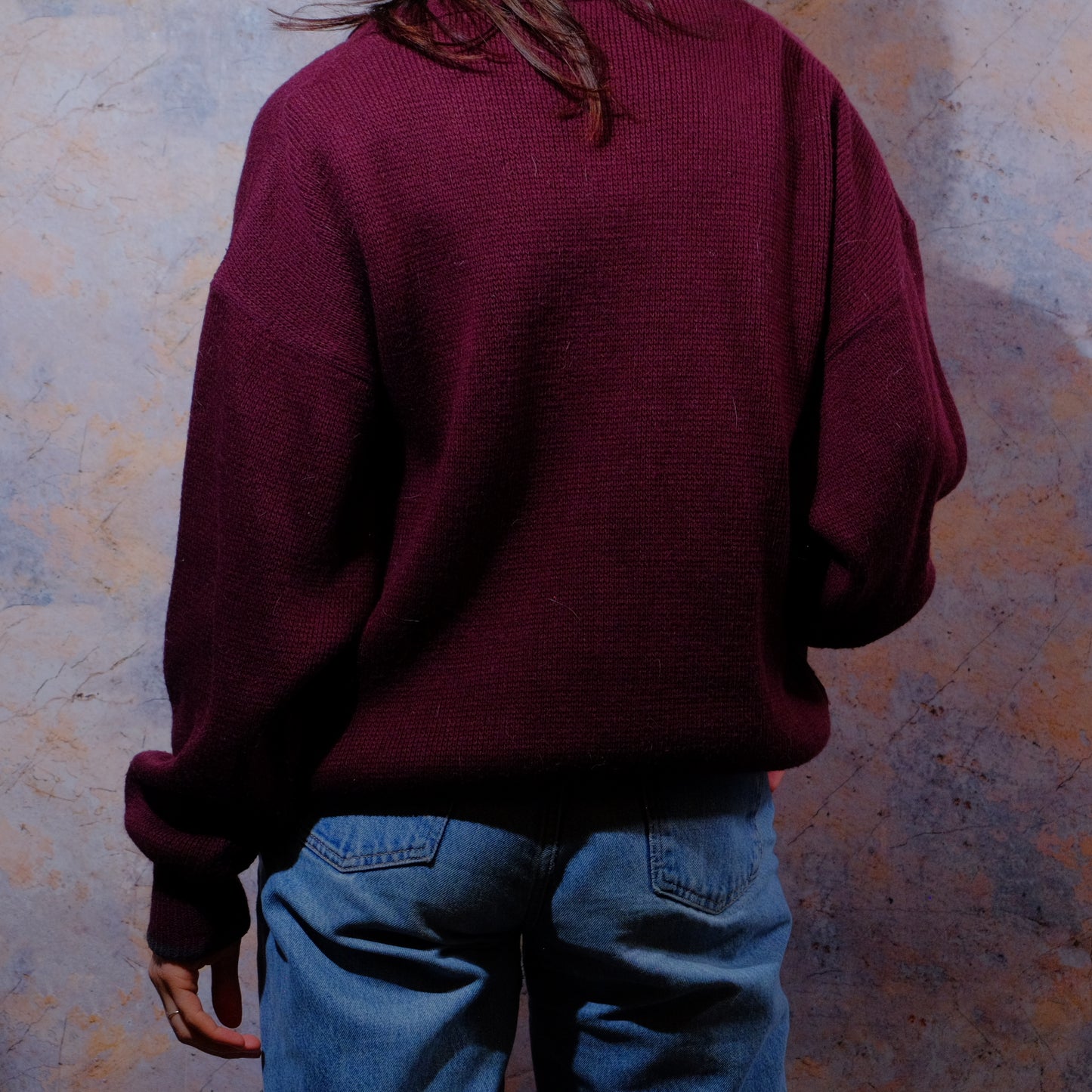 crazy goose coming towards you burgundy cardigan