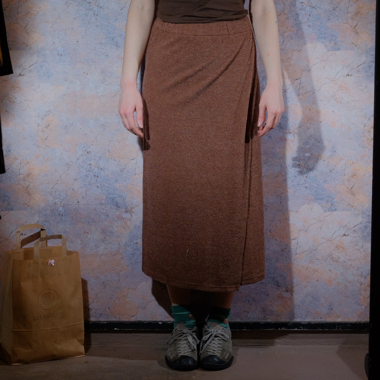 you made it clear brown skirt