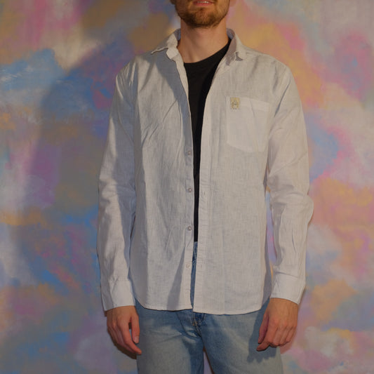 jasmine tea and treats white linen shirt