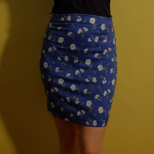 one day we'll get there blue floral skirt