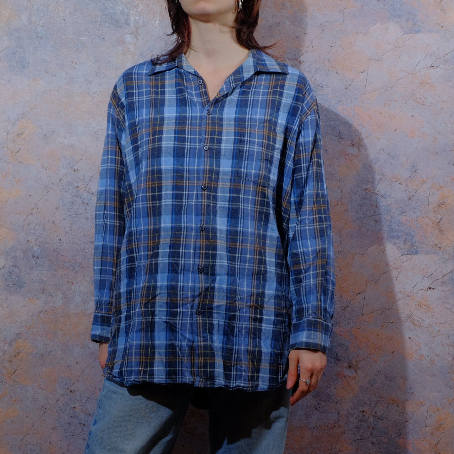 deep into the abyss dark blue flannel