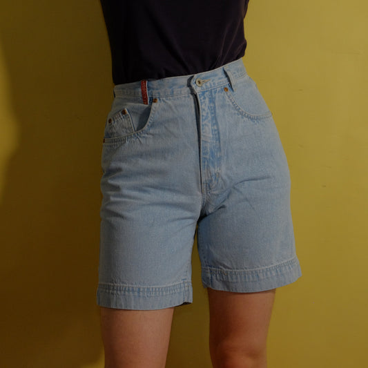 sugarcoated words denim shorts