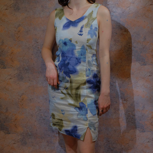 welcome back blue floral dress