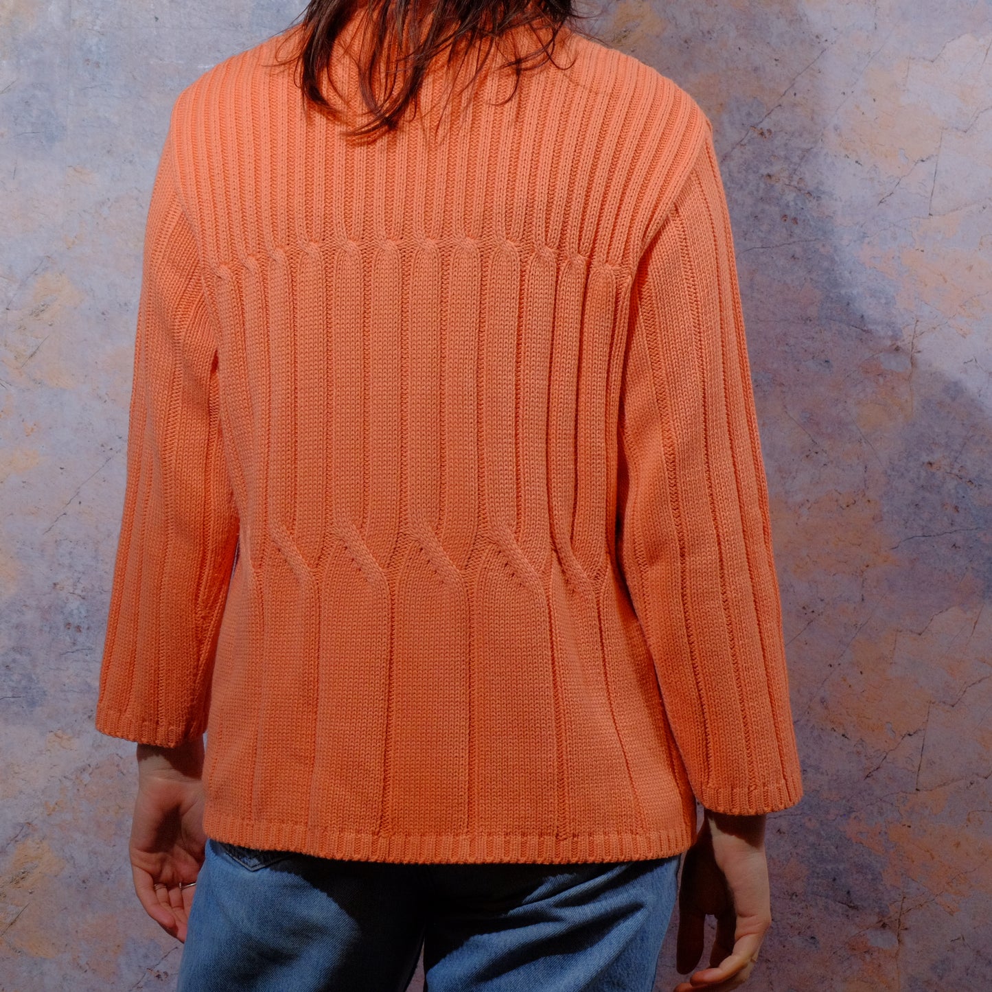 an enthusiastic human looks always cute coral pullover