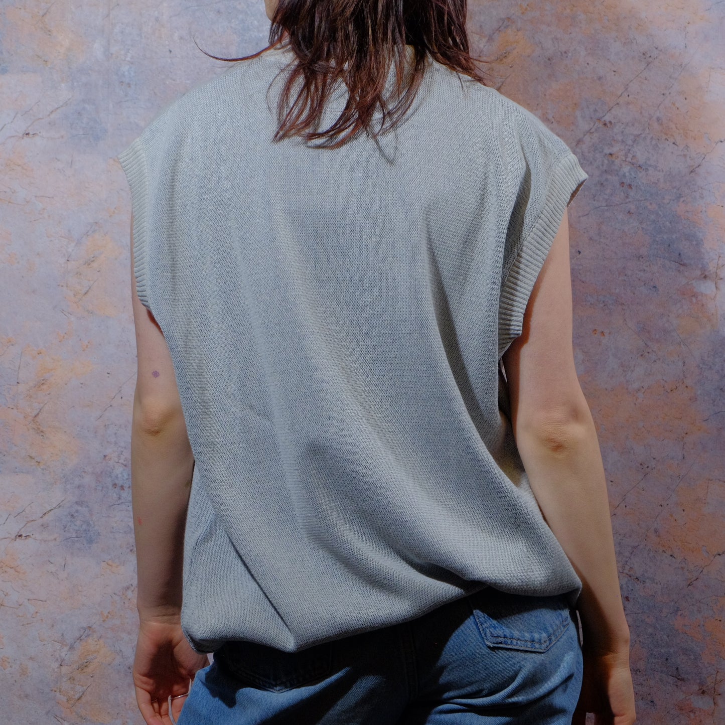 calm sea and distant chattering knitted vest