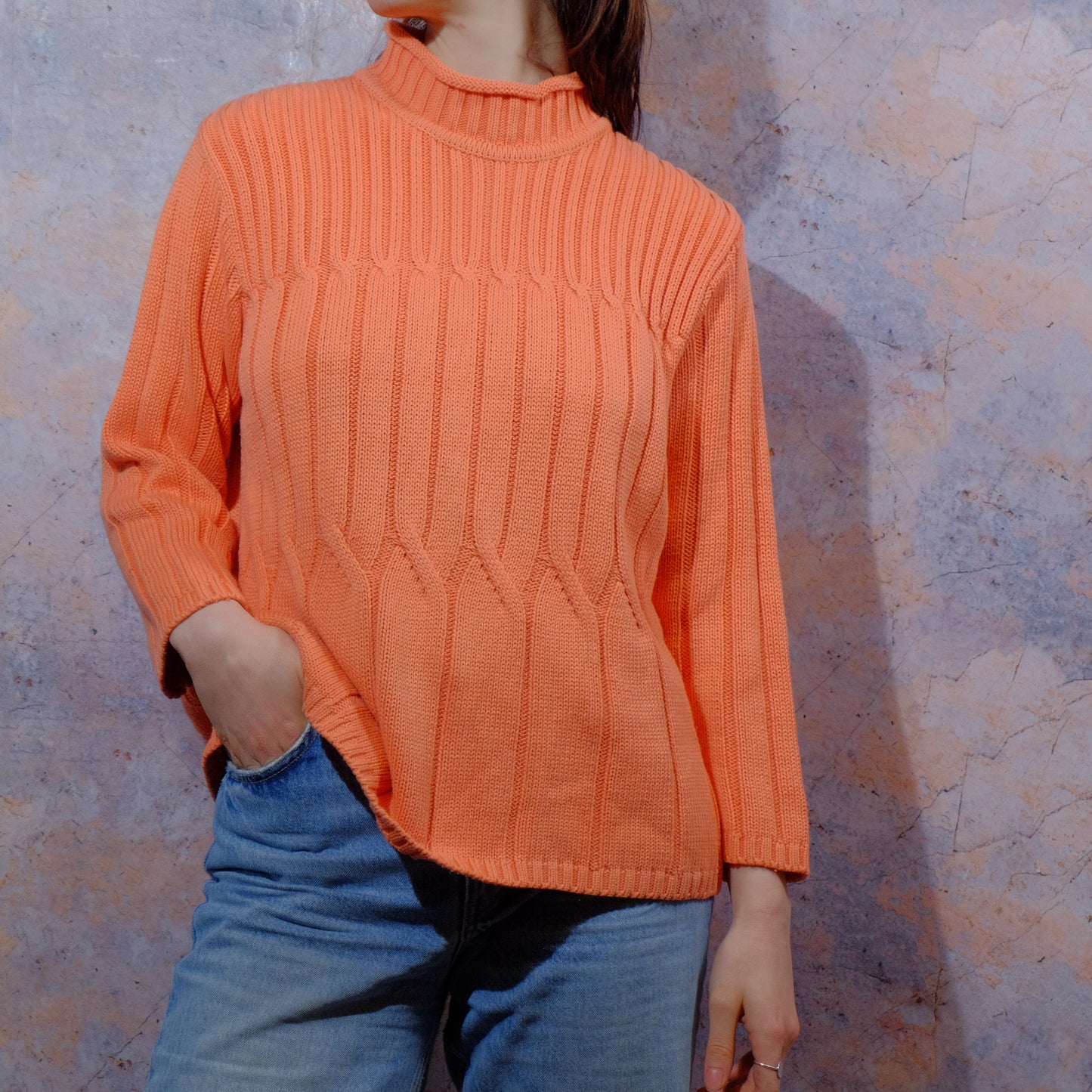 an enthusiastic human looks always cute coral pullover