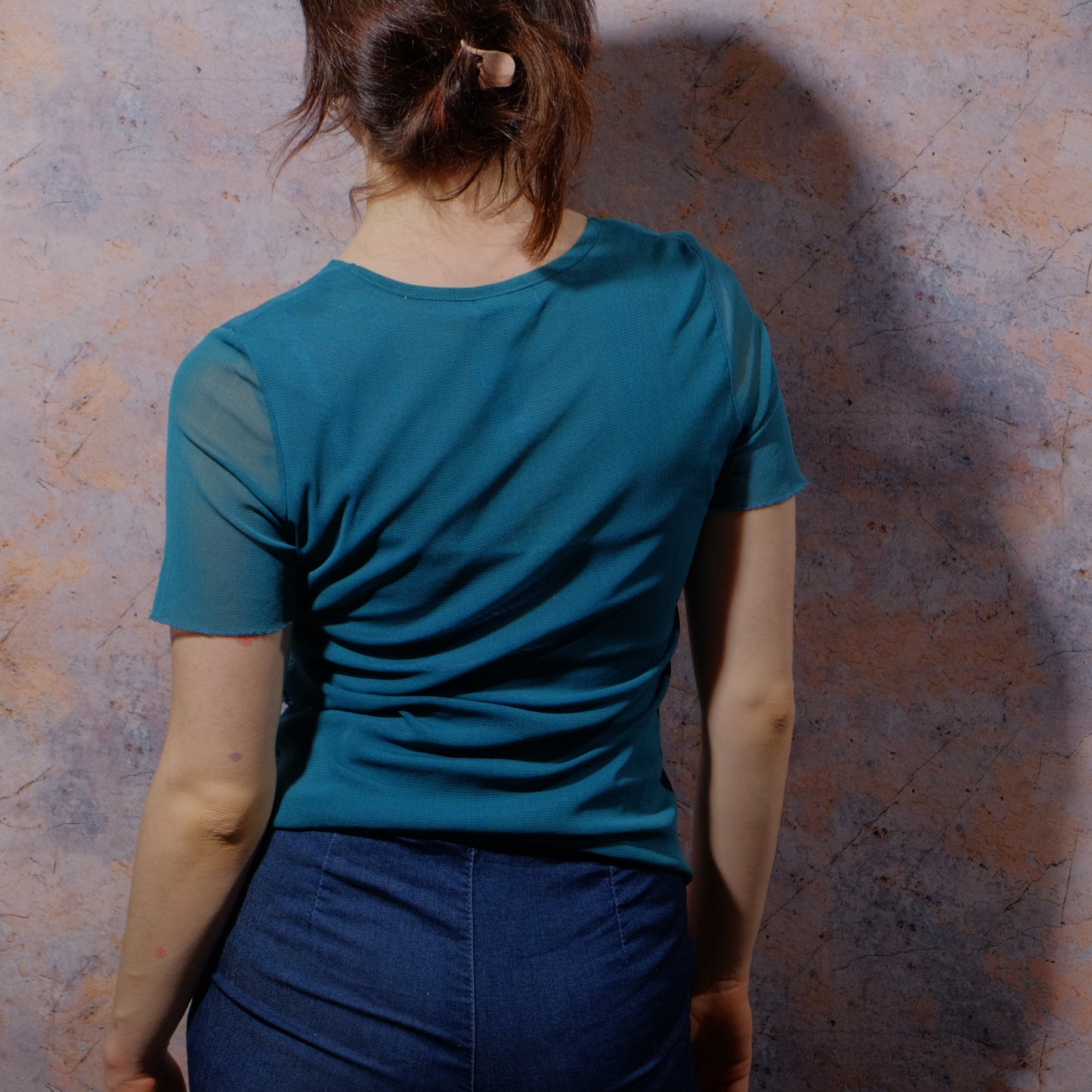 flea market girlie turquoise top