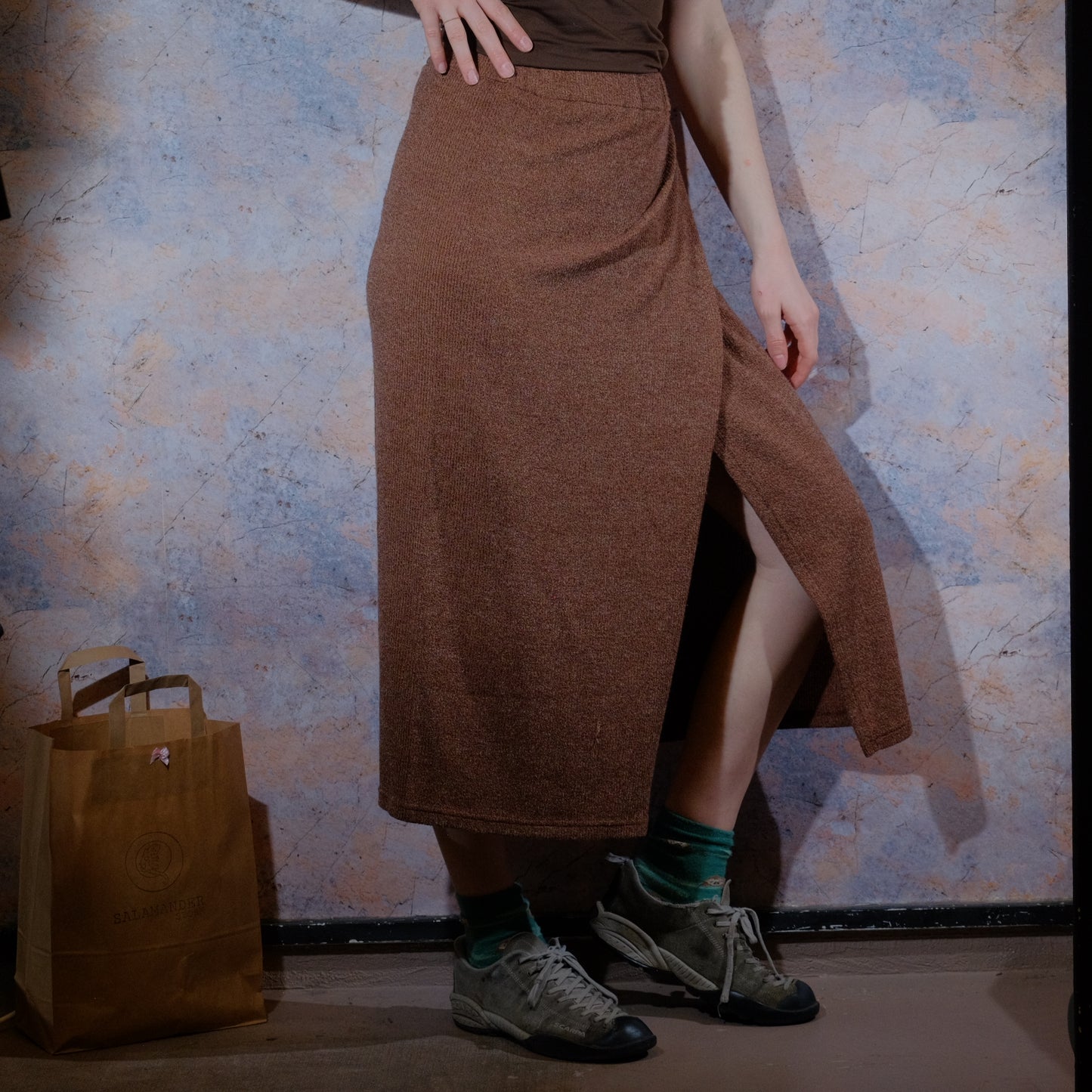 you made it clear brown skirt