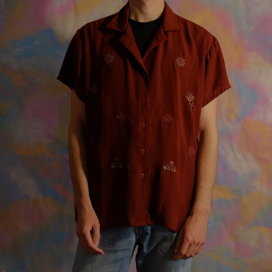 you will still be there burgundy see through shirt