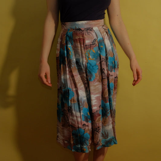 tropical rain and mangos patterned skirt