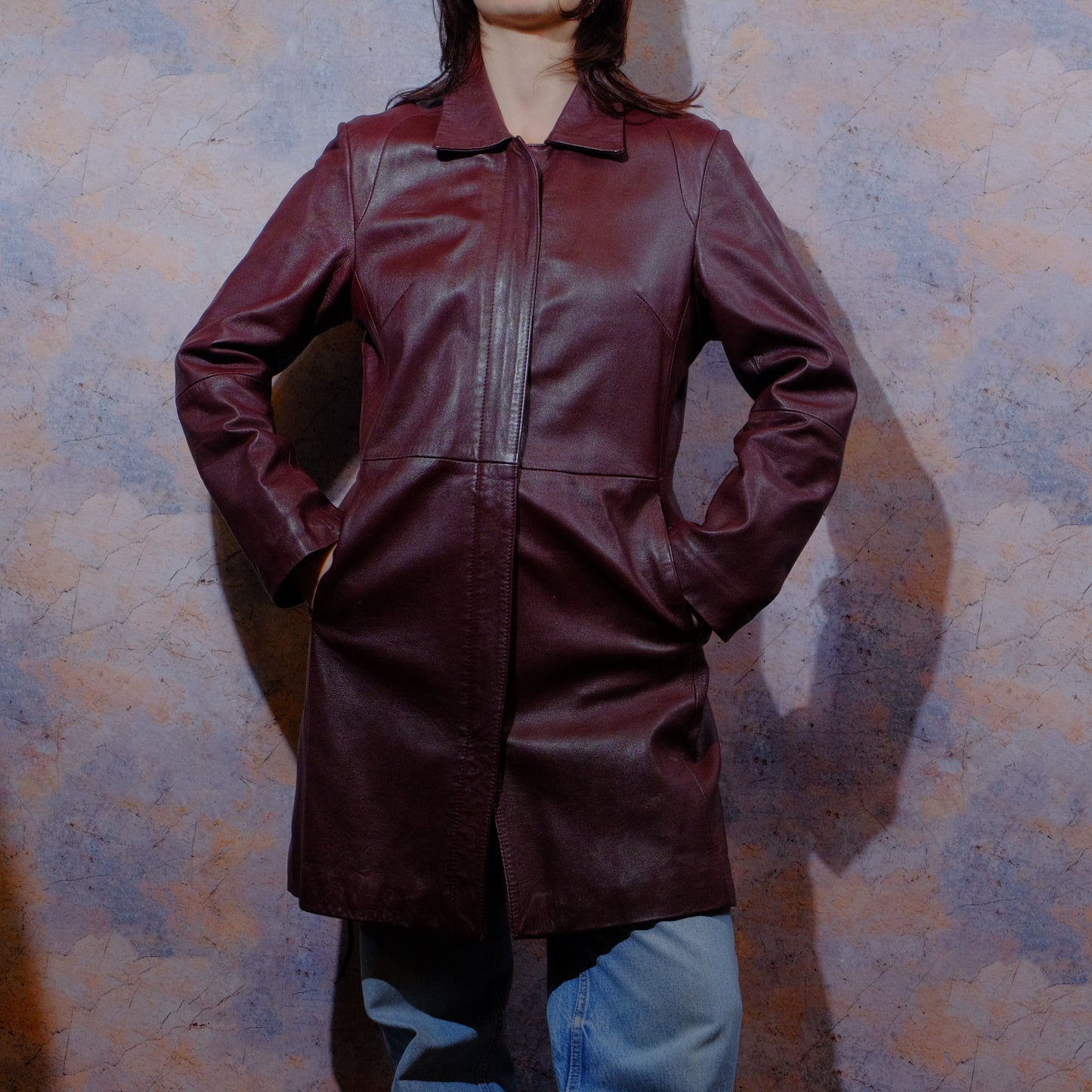 what if snow white never ate the apple burgundy leather coat